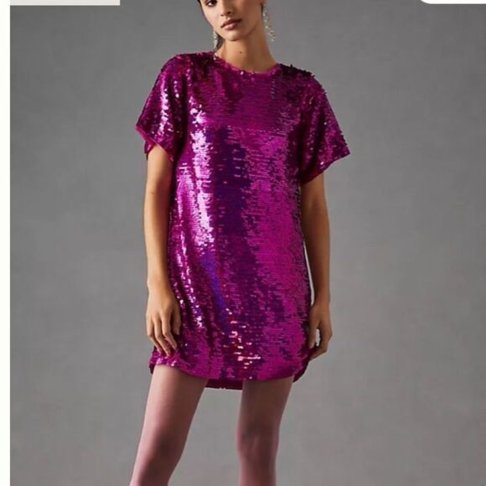 Anthropologie Pink Sequin Dress